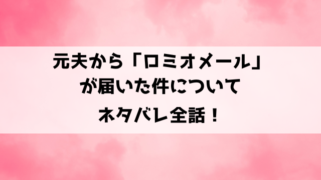 元夫から「ロミオメール」が届いた件についてネタバレ！ロミオ化した元夫との攻防！